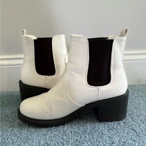 Women's White and Black Ankle Boots